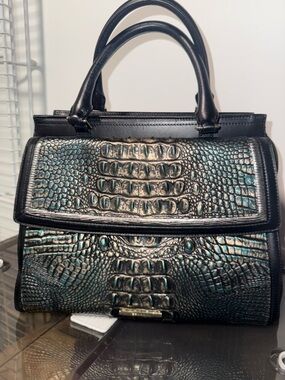 Brahmin Taylor Leather Satchel/Shoulder Bag in Agate Partridge